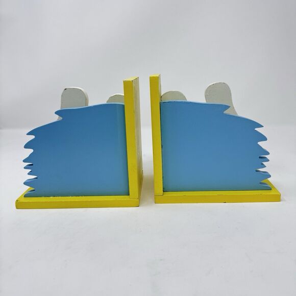 Vintage Dr. Seuss The Grinch & Bird Wood Bookends Set Child Reading Book Storage - Picture 4 of 10